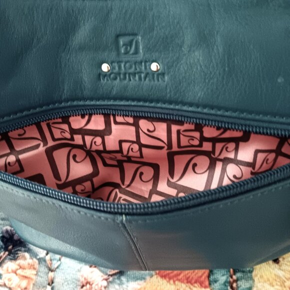 LIKE NEW 💥 STONE MOUNTAIN TEAL BLUE HOBO SHOULDER BAG 💥 BEAUTIFUL! - Picture 8 of 15